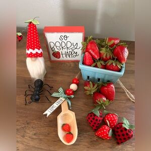 Strawberry theme tiered tray stuff